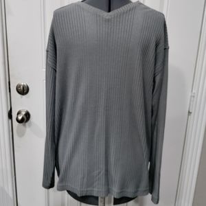 Bruno men's super soft grey ribbed pullover v-neck sweater size Large